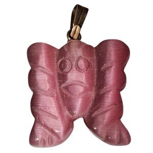 Pink Carved Butterfly Pendant Charm for Necklace Fashion Jewelry DIY Women